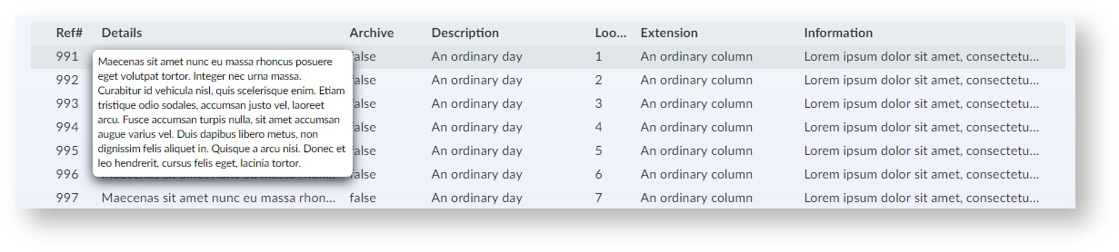Table page tooltips