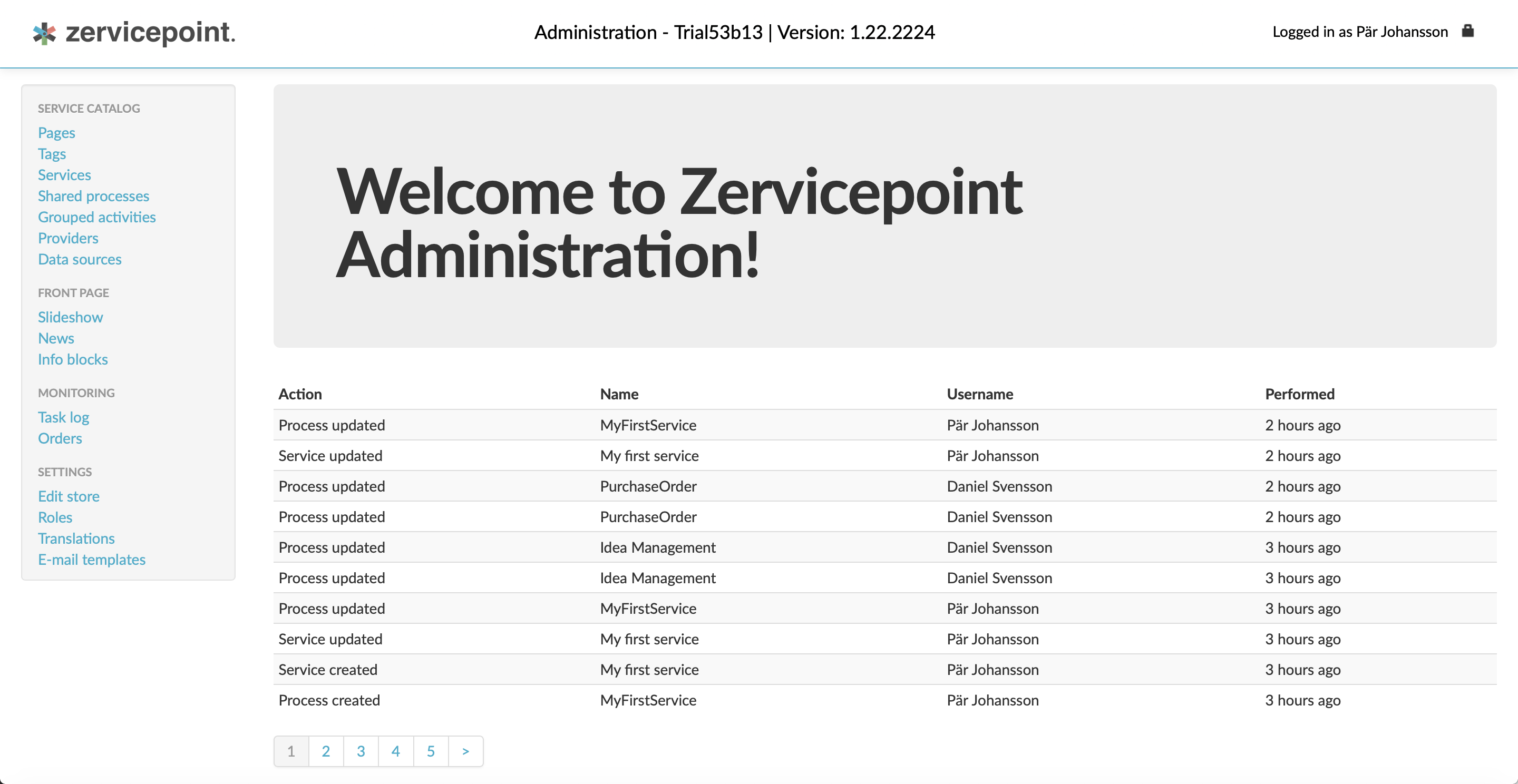 Admin web overview