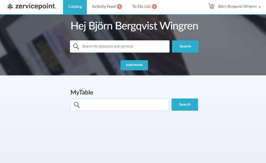 Action in user app