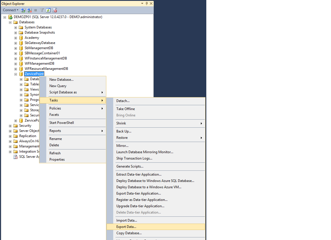 export data