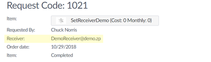 Set receiver order details