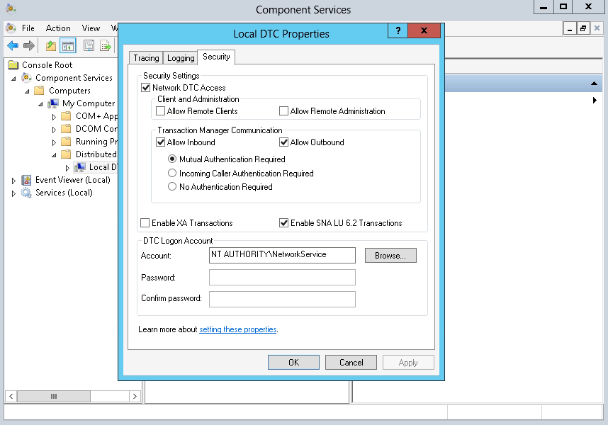 msdtc config
