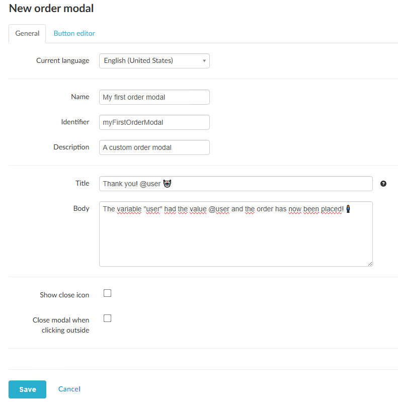 An example modal